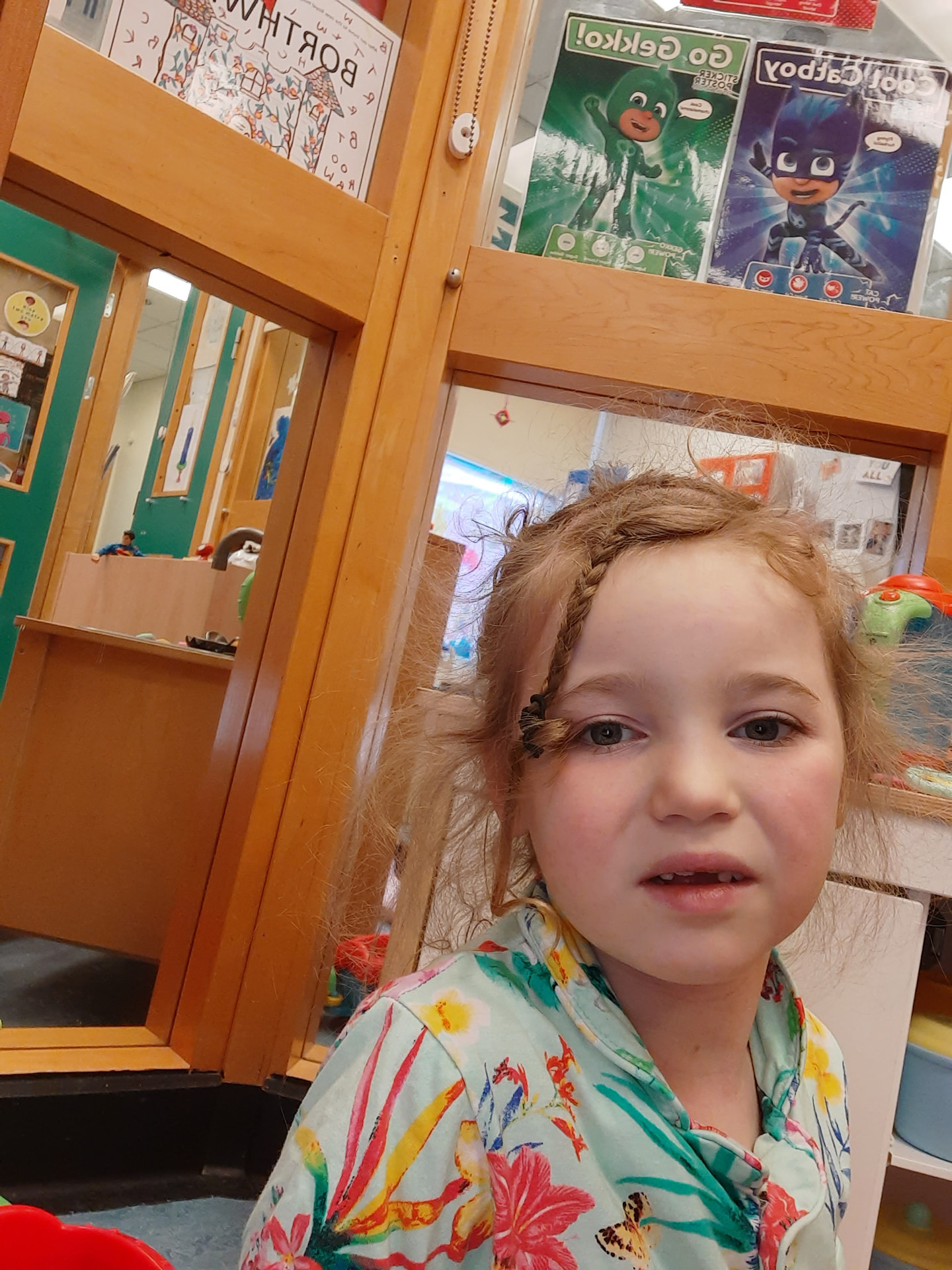 Olivia finding her smile again in the hospital playroom